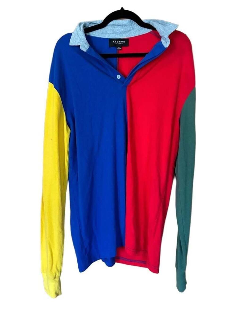 Pacsun Colorblock Long Sleeve Rugby Polo Shirt Size Medium